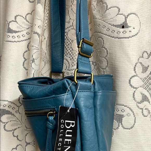 New Bueno Blue Shoulder Bag with Adjustable Straps and Silver Hardware - Picture 7 of 7
